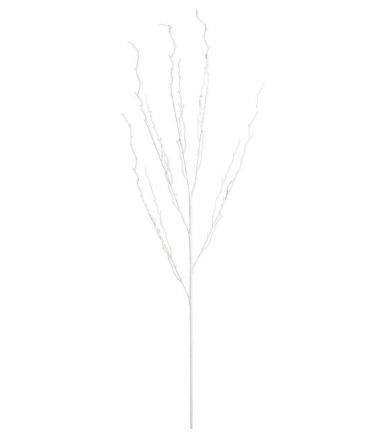 35" White Glitter Branch Stem by Bloom Room
