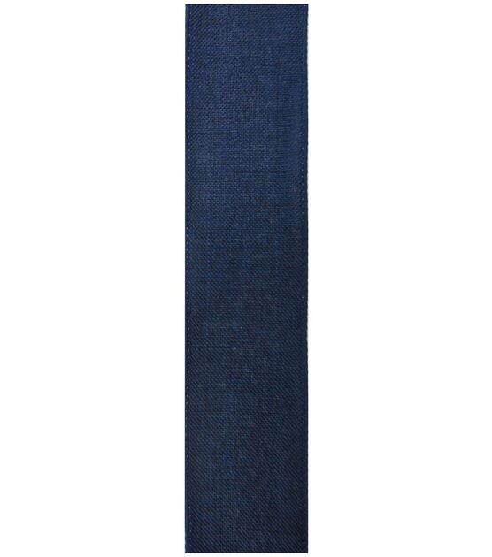 Decorative Ribbon 1.5" Solid Linen Ribbon Navy, , hi-res, image 2