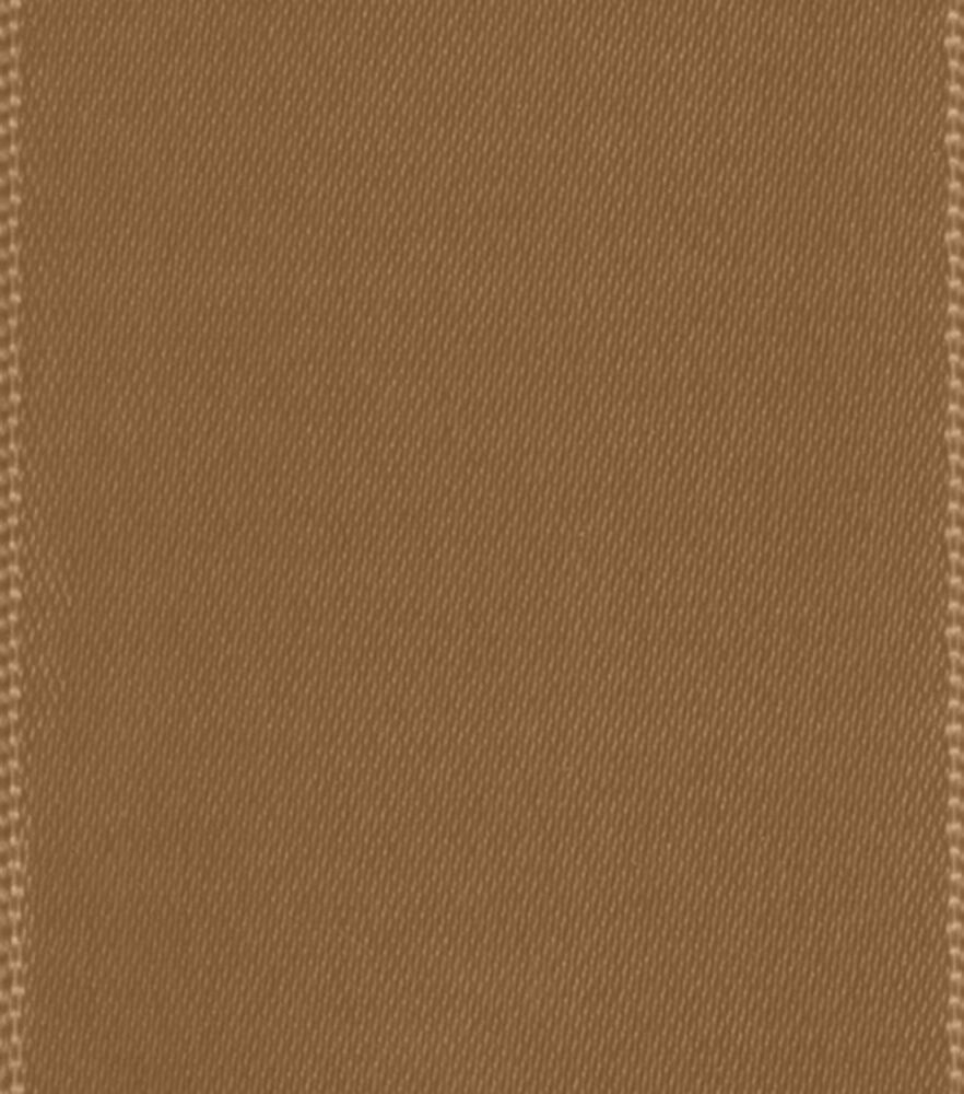 Offray Double Faced Satin Ribbon 1.5"x21', Coffee, swatch