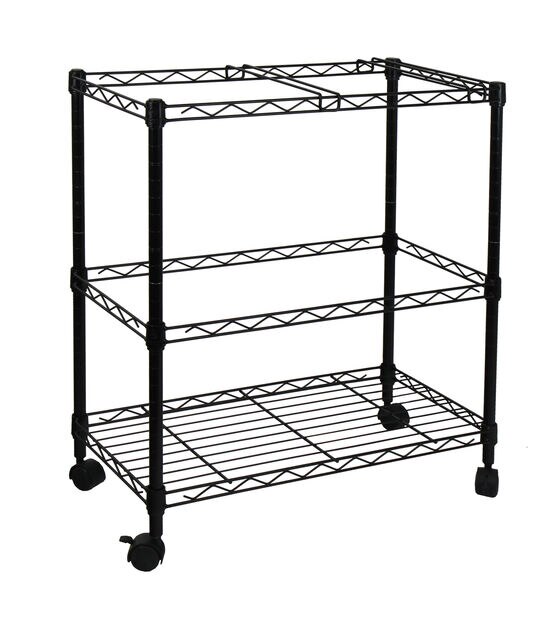 Oceanstar 24" Black Portable 2 Tier Metal Rolling File Cart