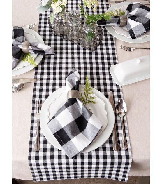 Design Imports 14"x72" Reversible Table Runner Black & White, , hi-res, image 2