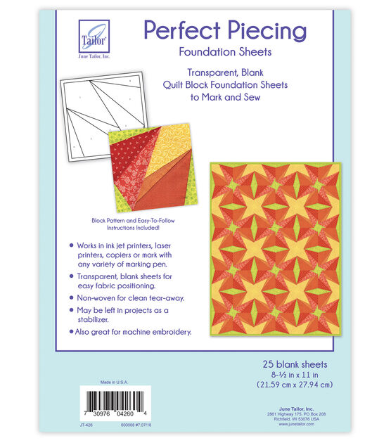 June Tailor Perfect Piecing Quilt Block Foundation Sheets, , hi-res, image 2