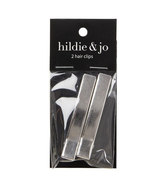 2" Silver Metallic Hair Clips 2pk by hildie & jo, , hi-res, image 1