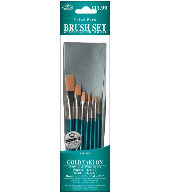 Gold Taklon Value Pack Brush Set 10 Pack