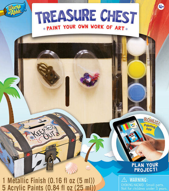 MasterPieces Treasure Chest Bank Works of Ahh Large Wood Paint Kit