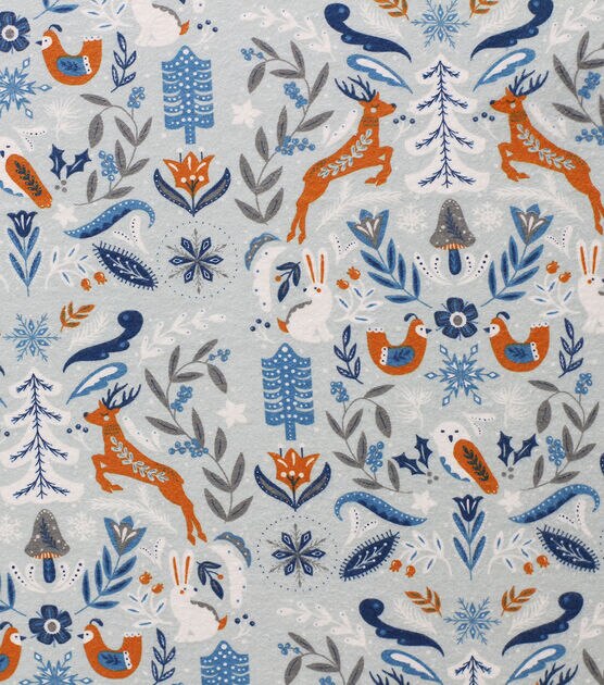 Cotton Fabric by the Yard, Christmas Gnomes Fabric, Christmas Fabric,happy  Holidays,christmas Material, Christmas Deer, Snowflakes, Blue 