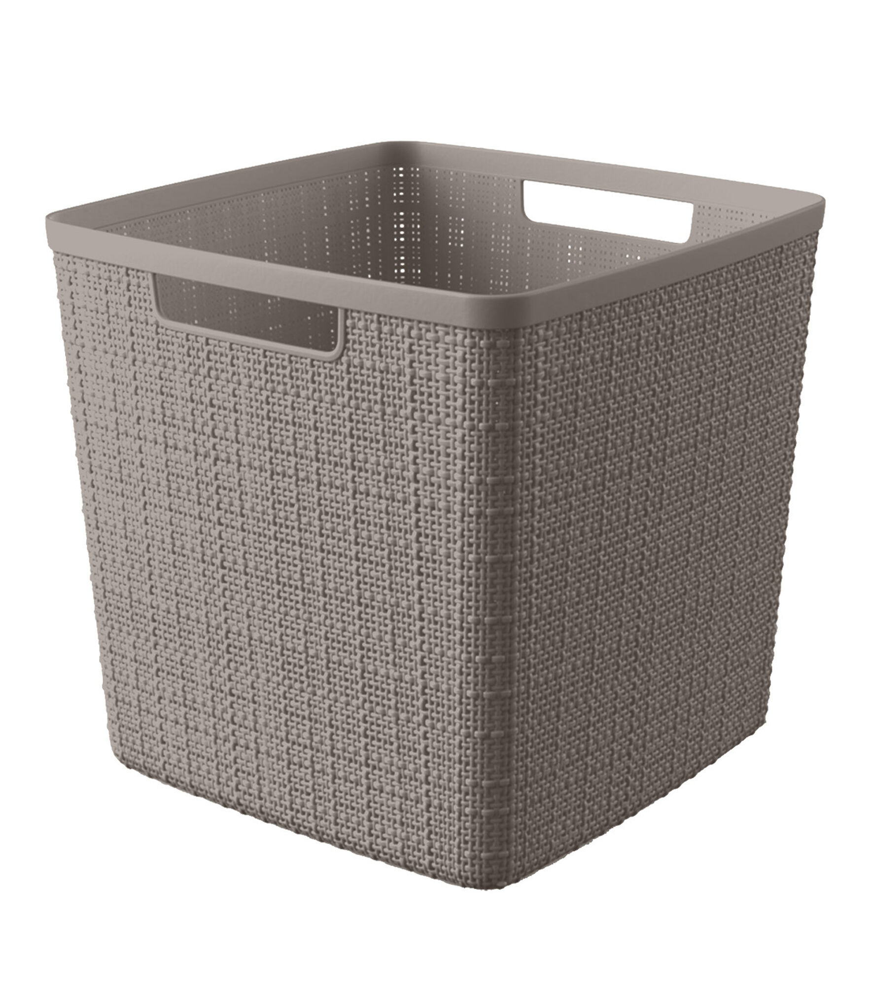 11" Resin Cube Basket With Cutout Handles, Cobblestone, hi-res