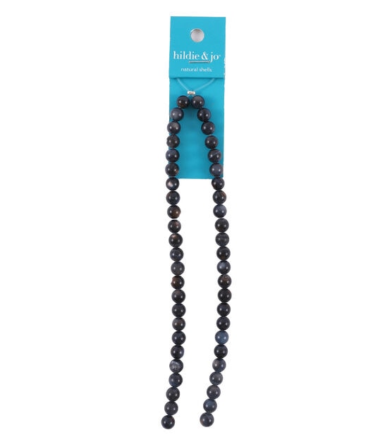 12" Jet Black Round Dyed Shell Bead Strand by hildie & jo