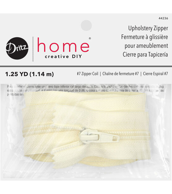 Dritz Home 45" Nylon Upholstery Zipper, Cream