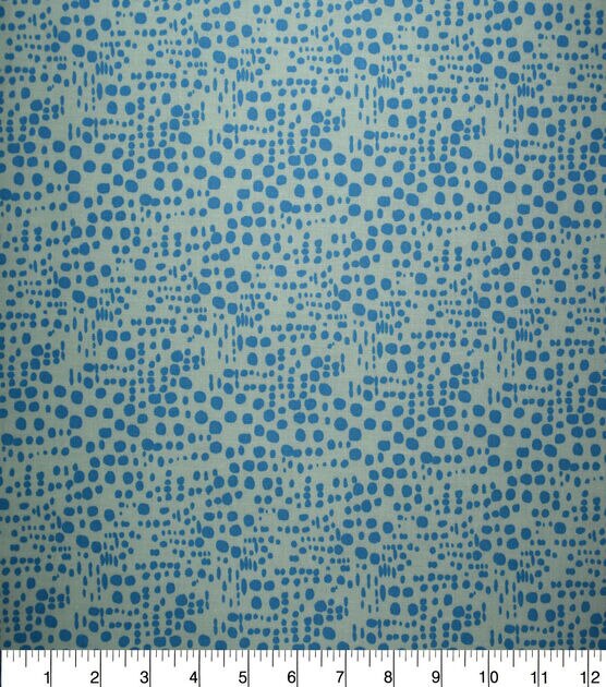 Blue Funky Dots on Brook Green Quilt Cotton Fabric by Quilter's Showcase, , hi-res, image 2