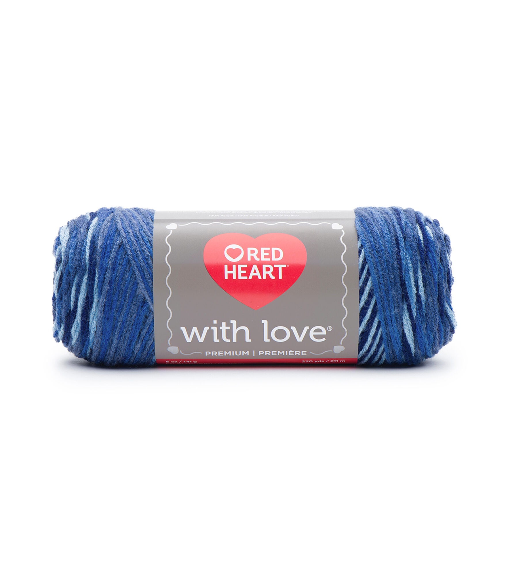 Red Heart With Love 370yds Worsted Acrylic Yarn, Deep Blues, hi-res