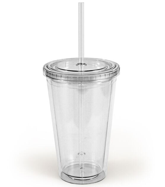 Clear Plastic Cups Tumbler with Lids and Straw, 750ml Transparent /  Translucent