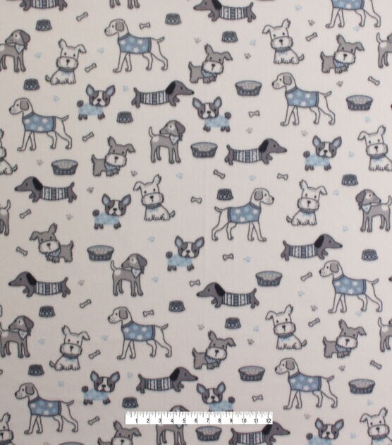 Cute Dog Sketch Blizzard Fleece Fabric, , hi-res, image 2