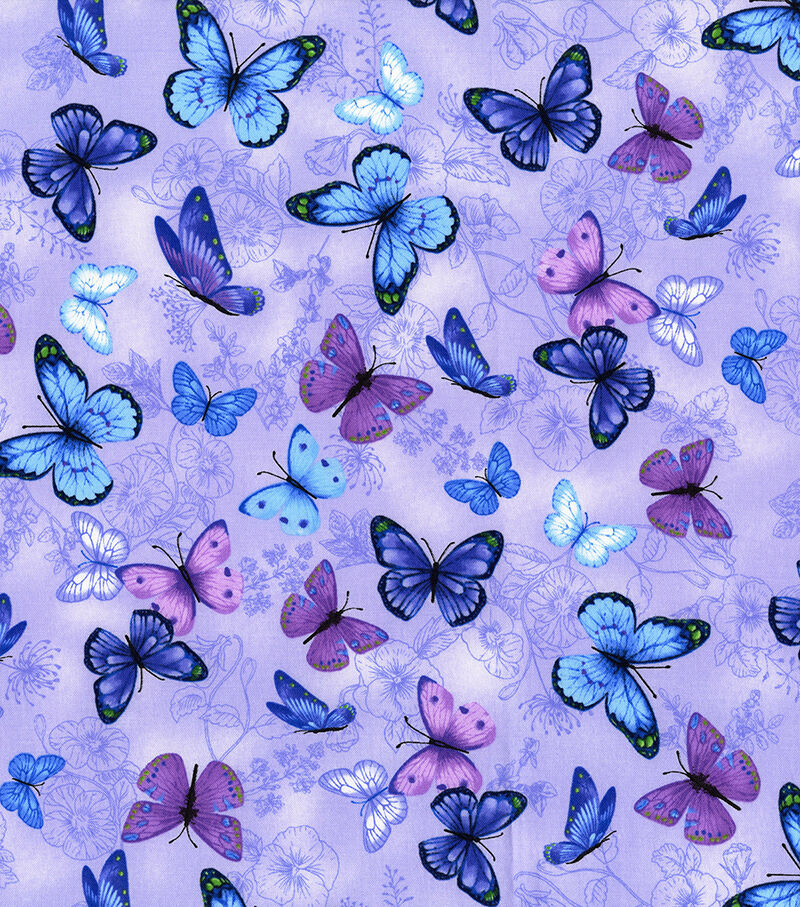 人気商品の中古品・新品・未使用品 Purple Blue Fashion Hi Butterflies JOANN | Fabric Cotton Premium 絵画