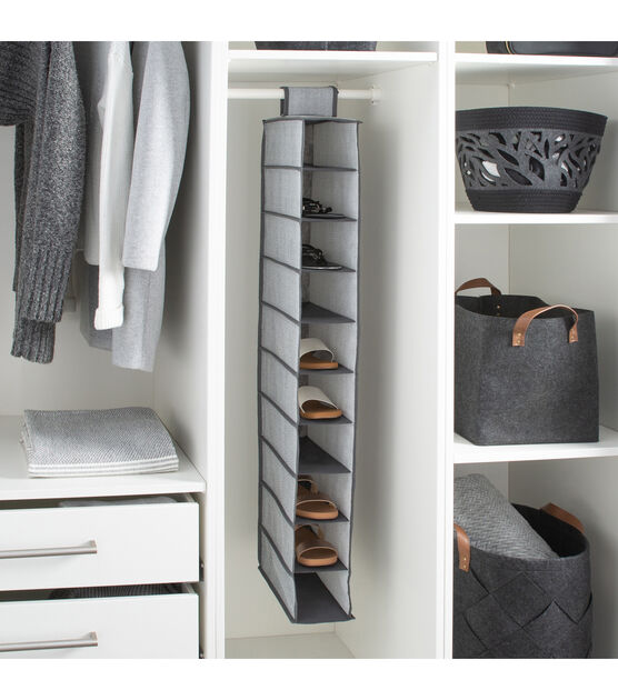 Simplify 47" Gray 10 Shelf Shoe Organizer, , hi-res, image 3