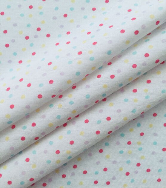 White Spring Polka Dots Jersey Knit Fabric by POP!, , hi-res, image 3