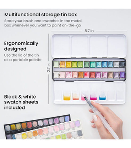 Premium Metallic Watercolor Pan 24pk - Watercolor Paint - Art Supplies & Painting