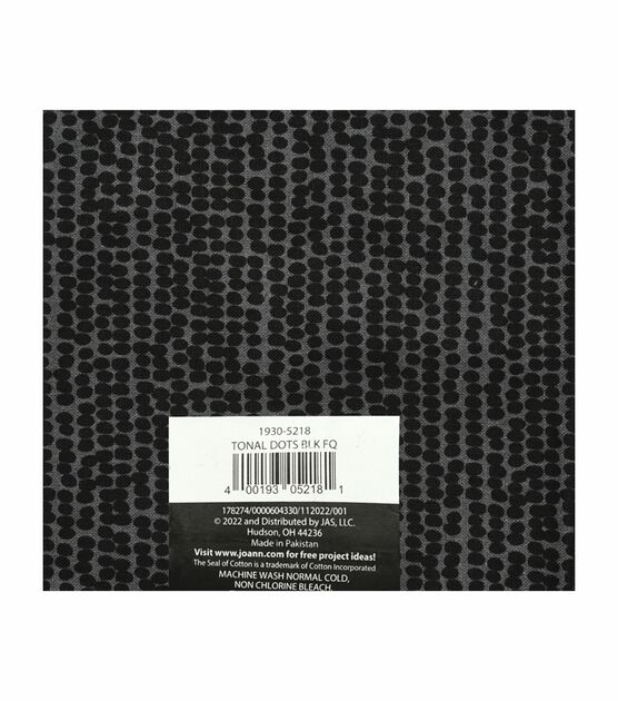 18" x 21" Black Tonal Dots Cotton Fabric Quarter 1pc by Keepsake Calico, , hi-res, image 2