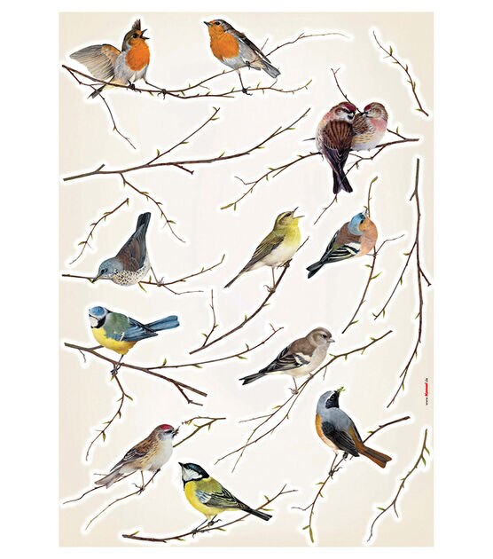 Komar Birds Wall Decal, 15 Piece Set