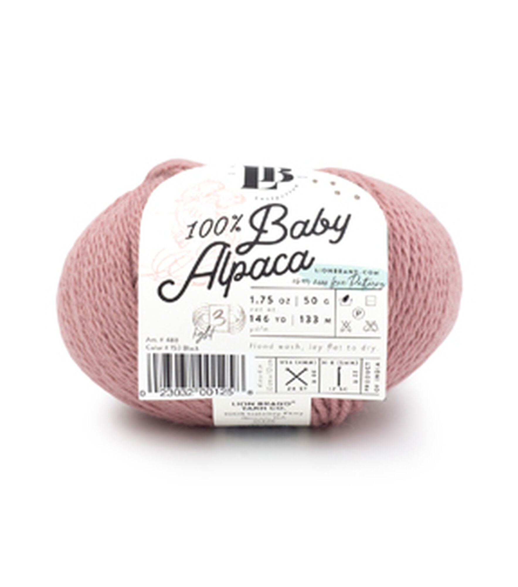 Lion Brand Baby Alpaca Natural 146yds Light Weight Yarn, Dusty Pink, hi-res