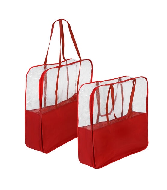 Honey Can Do 2-Pack Red Clear-View Christmas Storage Bags With Handles