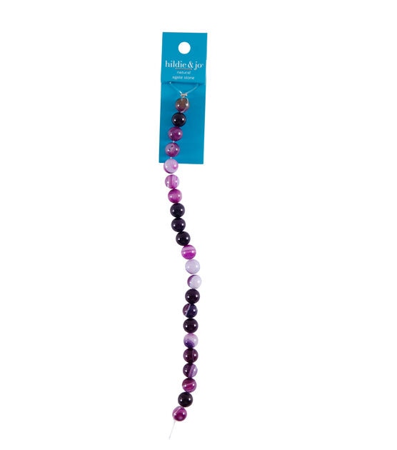 7" Purple Stripes & Eyes Round Agate Stone Strung Beads by hildie & jo