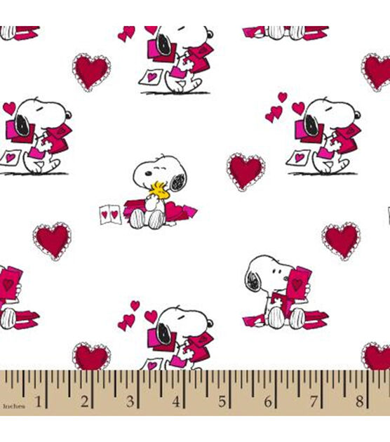 Peanuts Cotton Fabric Snoopy Woodstock Valentines
