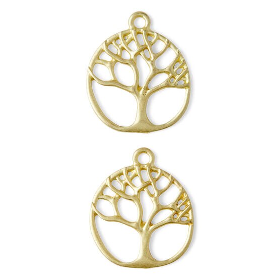 2pk Matte Gold Metal Pendants With Tree by hildie & jo, , hi-res, image 2