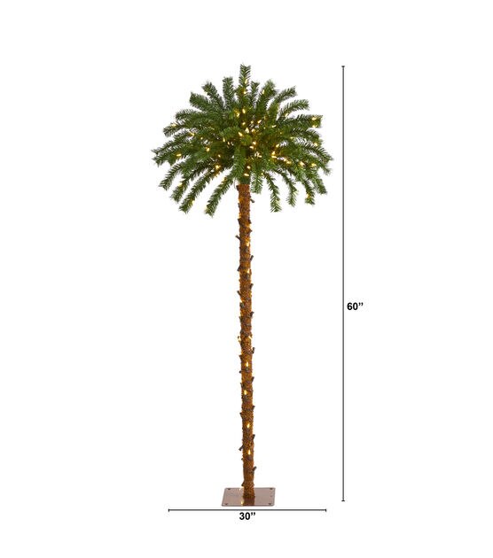 Nearly Natural 5' White Pre Lit Palm Christmas Tree, , hi-res, image 2