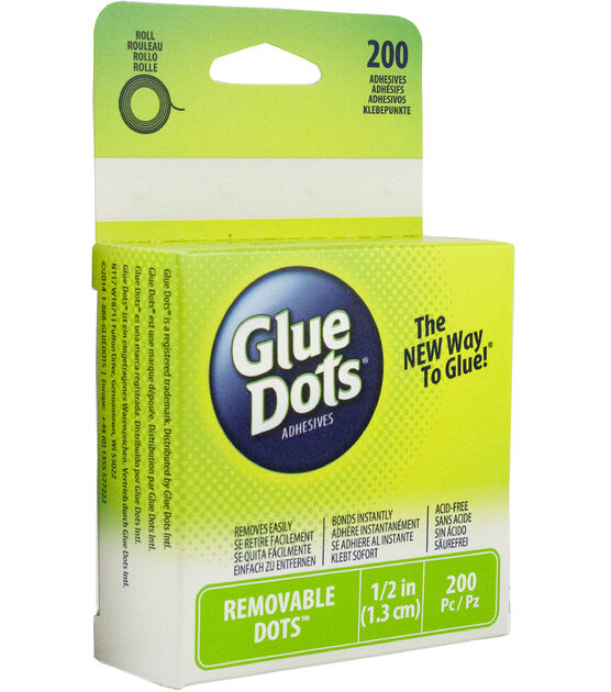 Glue Dots 08248 3/8 Inch Removable Adhesive Roll 200 Count: Removable &  Reusable Adhesives (634524031129-2)