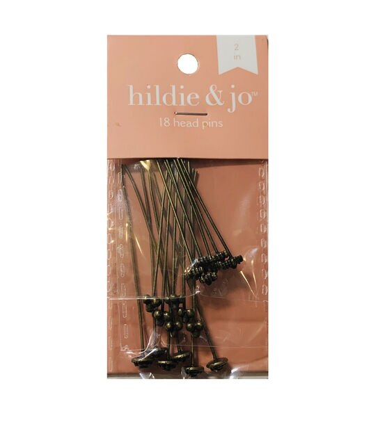 2" Oxidized Brass Metal Decorative Head Pins 18ct by hildie & jo