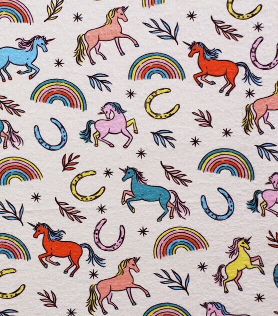 Rainbow & Unicorn Super Snuggle Flannel Fabric, , hi-res, image 1