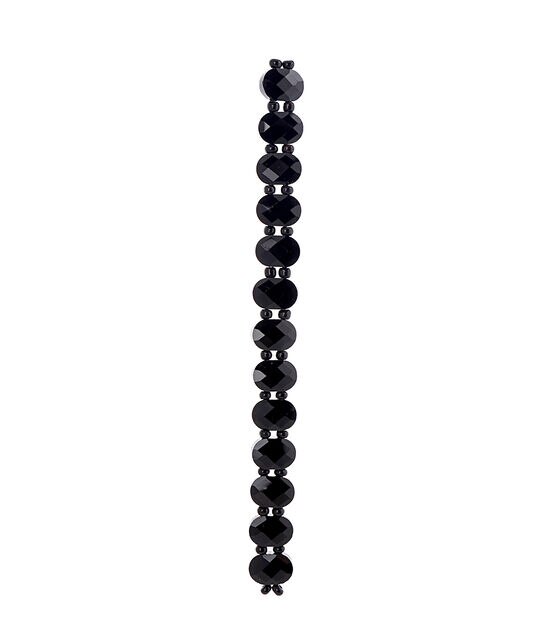 7" Black Faceted Slider Glass Bead Strand by hildie & jo, , hi-res, image 3