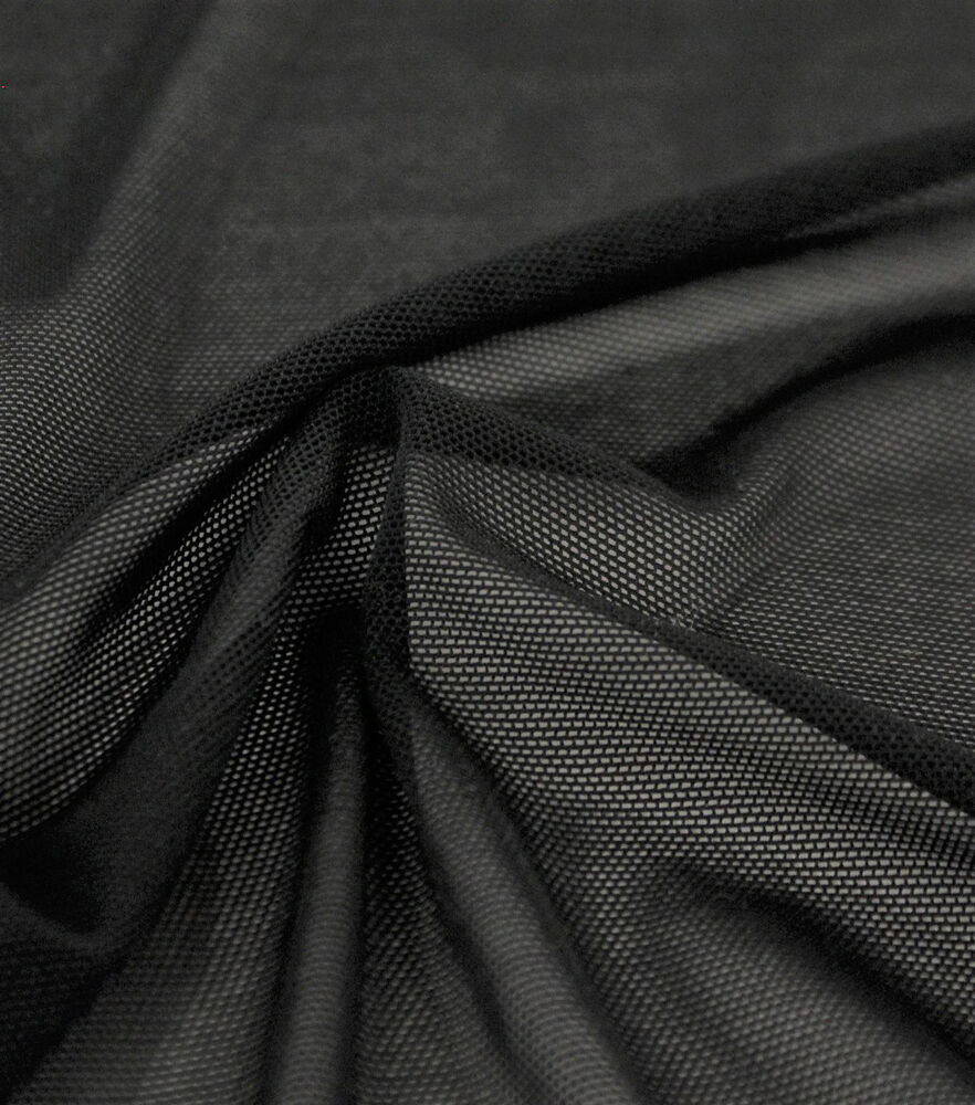 Performance Nylon Spandex Power Mesh Fabric, Black, swatch
