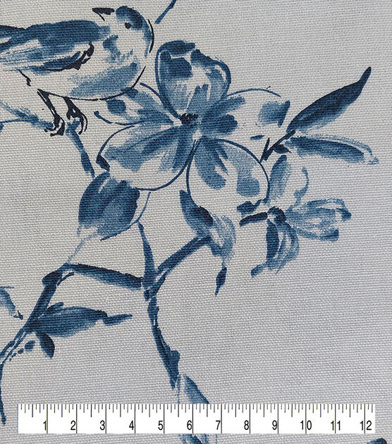 Cotton Canvas Tonal Blue Bird Fabric, , hi-res, image 3