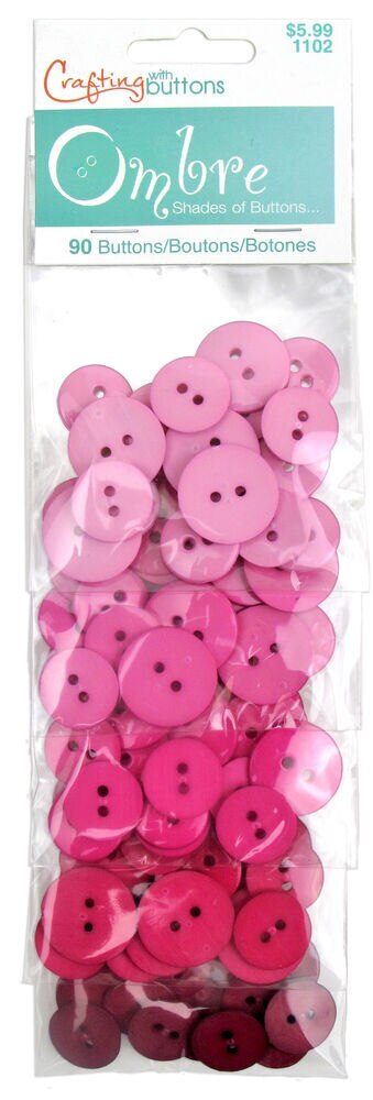 Blumenthal Lansing 90ct Ombre Assorted Round 2 Hole Buttons, Ombre Pink, swatch