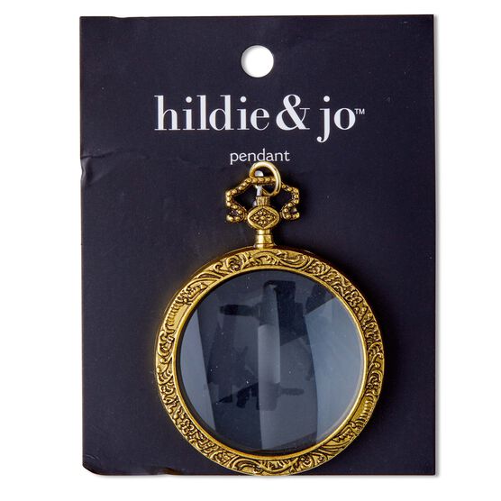 2" Antique Gold & Clear Round Glass Pendant by hildie & jo