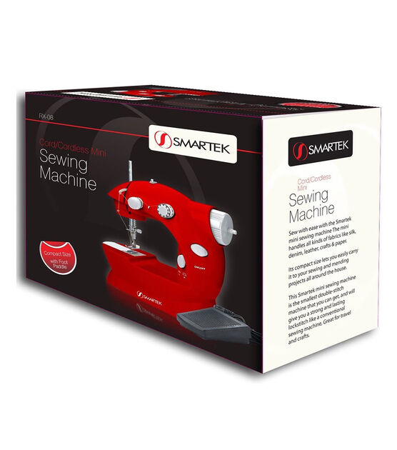 Smartek Mini Red Portable Sewing Machine With Pedal, , hi-res, image 4