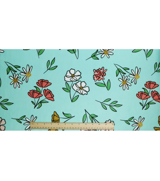 Green Sketched Floral Soft & Minky Fleece Fabric, , hi-res, image 4