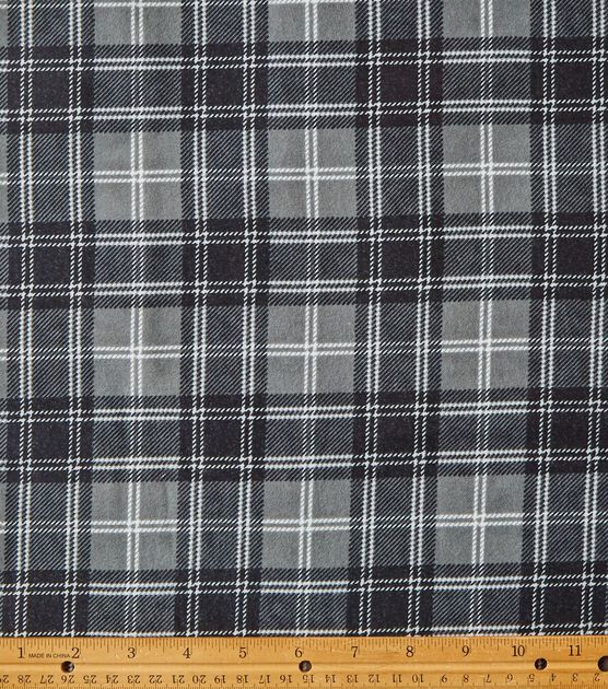 Eddie Bauer Black & Gray Plaid Flannel Prints Fabric, , hi-res, image 2
