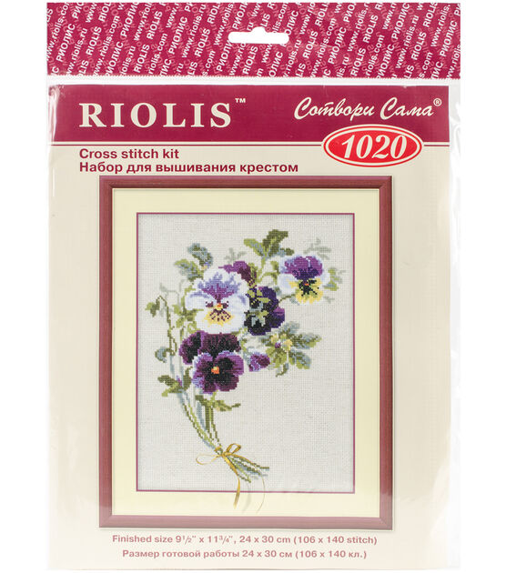 RIOLIS 9.5" x 12" Bunch of Pansies Counted Cross Stitch Kit
