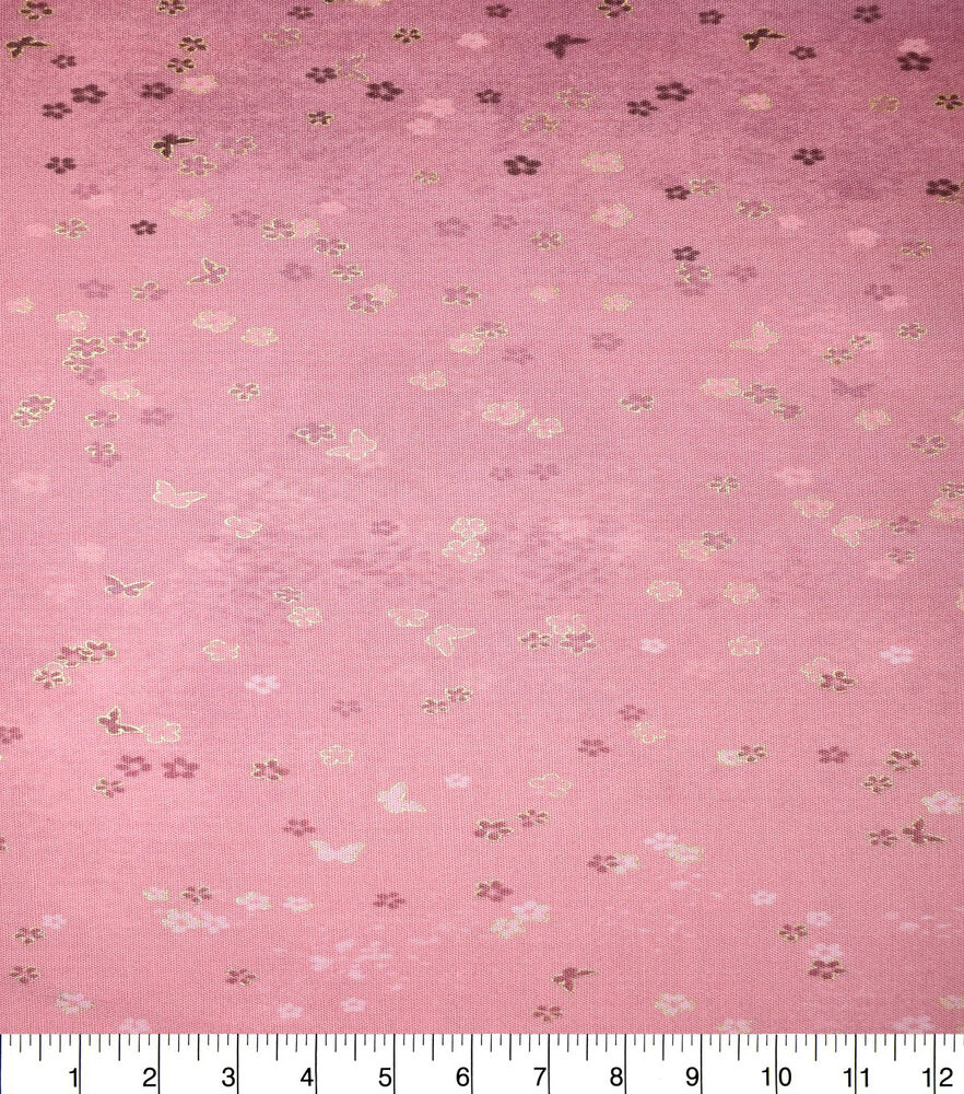 Camila Ombre Flowers Premium Cotton Fabric, Ombre Burgundy, swatch