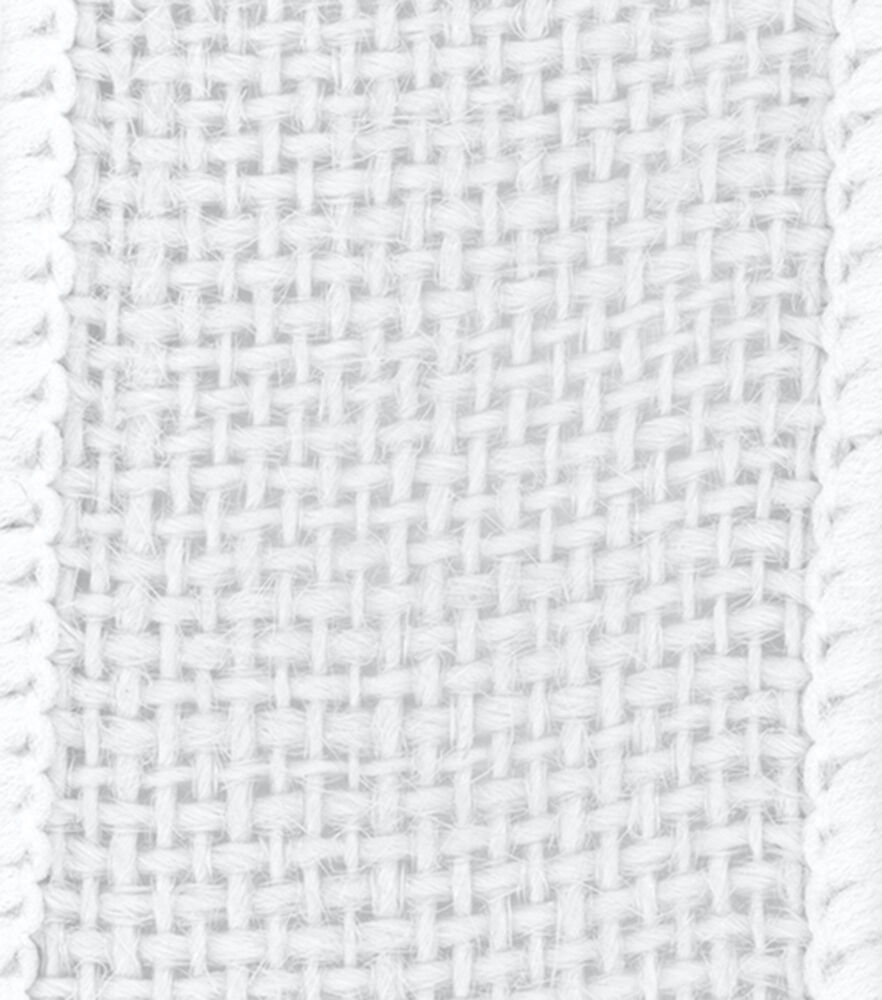 Offray 1.5"x9' Natural Burlap Wired Edge Ribbon, White, swatch
