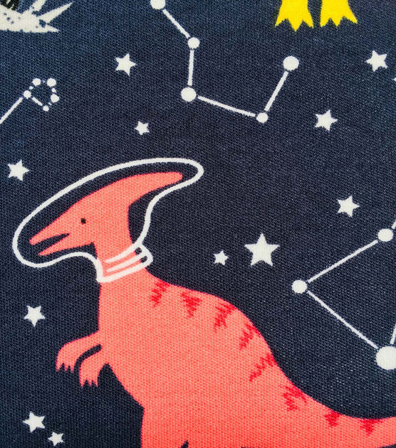 Space Dinosaur Interlock Knit Fabric by POP!, , hi-res, image 3
