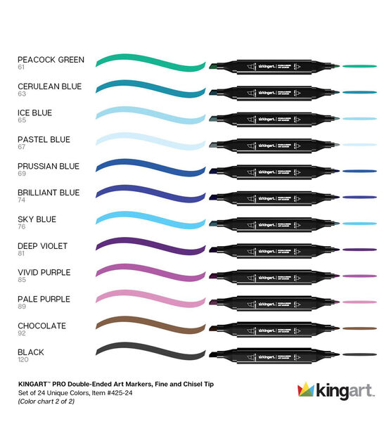 KINGART Pro Double Ended Artist Sketch Markers, Chisel & Fine 24 Colors, , hi-res, image 3