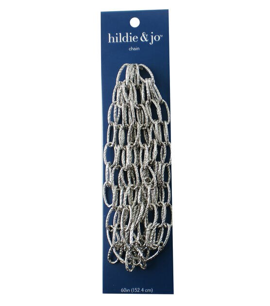 60" Silver Iron Textured Oval Link Chain by hildie & jo