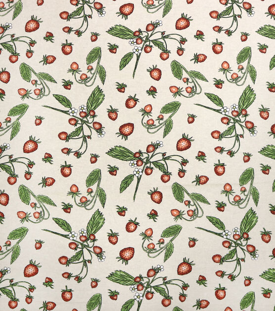 Strawberries On White Quilt Cotton Fabric by Joann