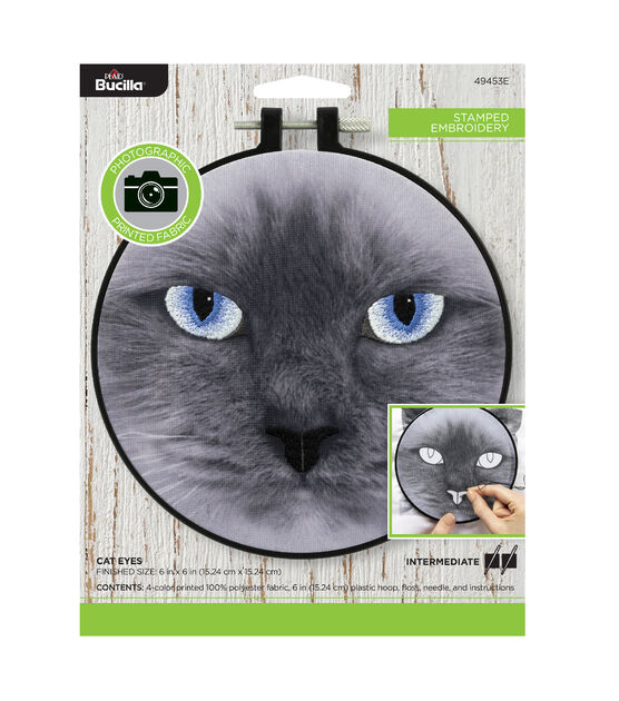 Bucilla 6" Cat Eyes Photographic Printed Embroidery Kit