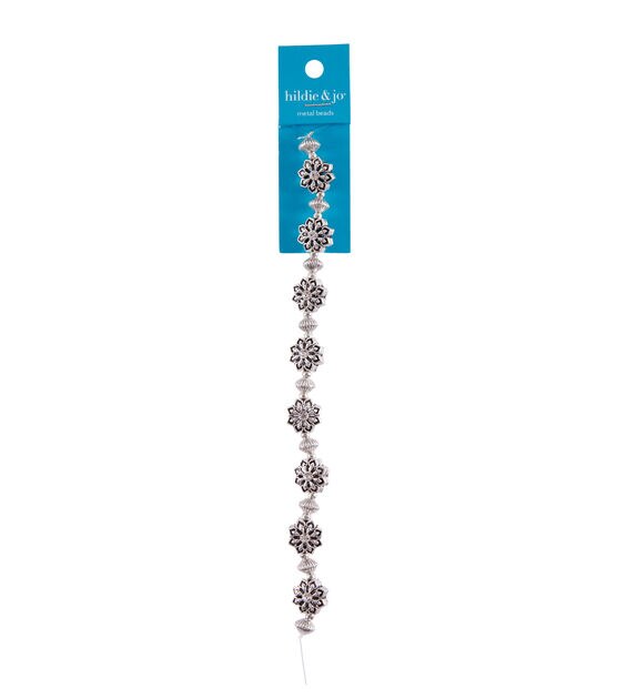 7" Antique Silver Flower Metal Strung Beads by hildie & jo