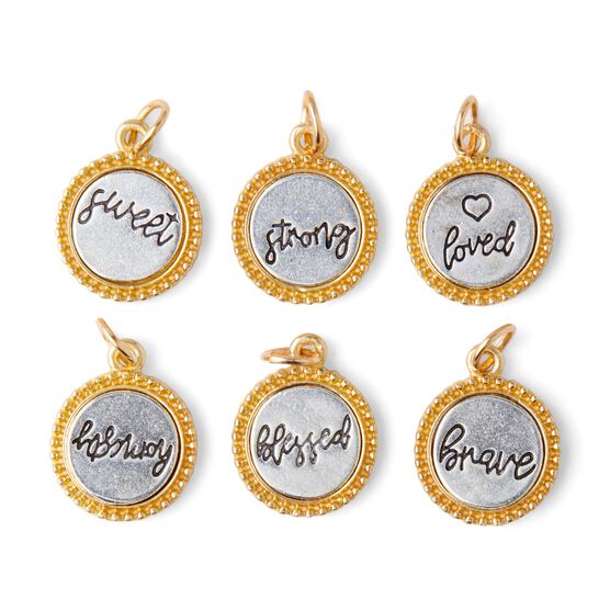 6ct Double Plating Metal Word Charms by hildie & jo, , hi-res, image 2